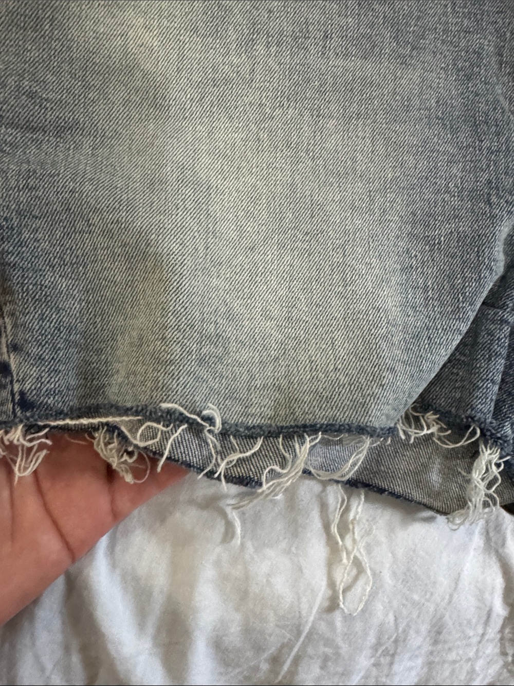 Fidelity Denim Light Blue Distressed High-Rise Jean Shorts - Picture 4 of 8